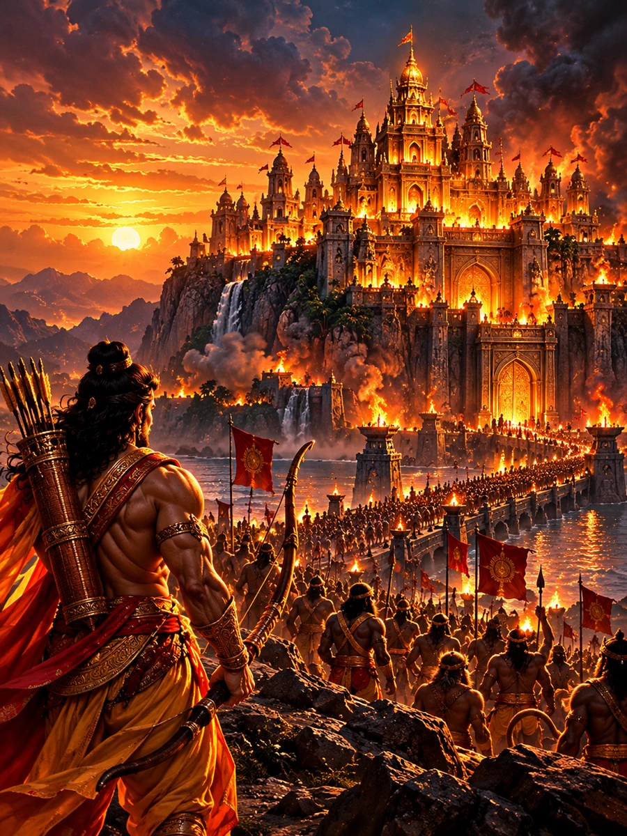 Rama and his allies prepare for the battle of Lanka